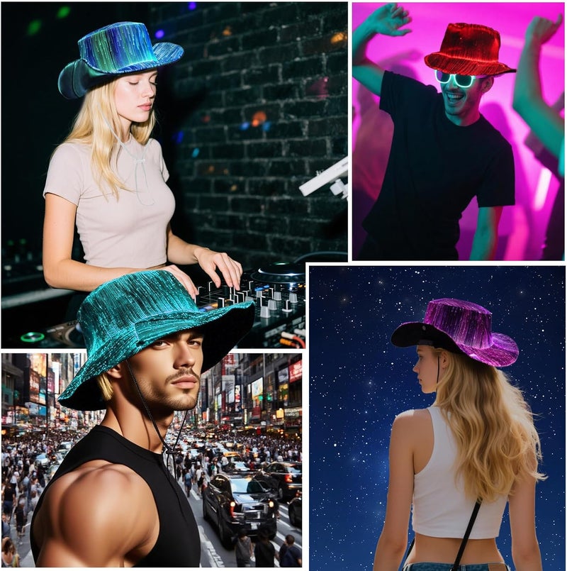 Litdevil LED Bucket Hat for Women - Light up Fisherman Cap 7 Colors Glow in The Dark Funny Hats USB Rechargeable Rave Party Hats - Image 3